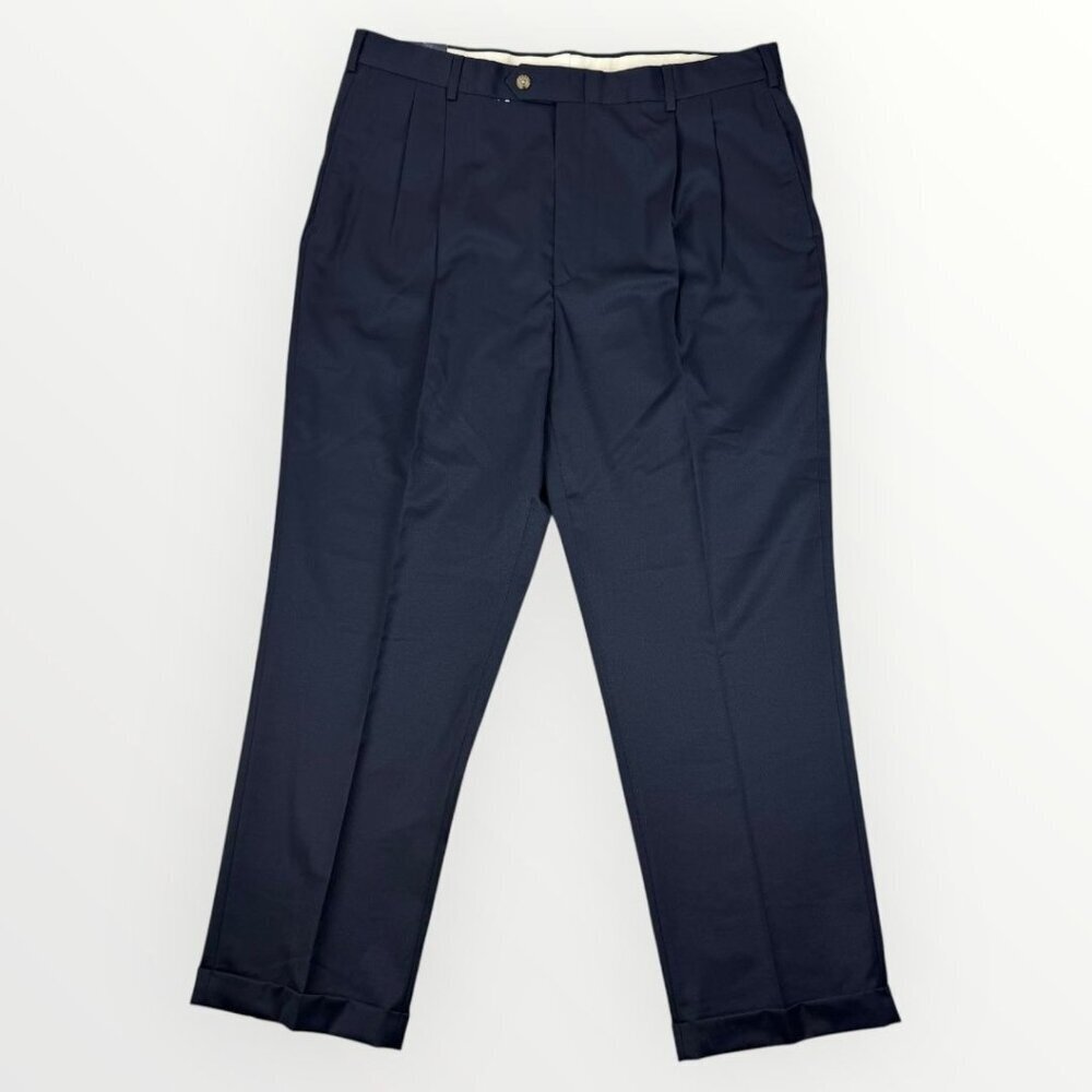 NWT Tommy Hilfiger Traveler Mens Wool Pleated Business Professional Navy Pants